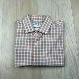 Mizzen Main Leeward Check Plaid Performance Button Up Shirt Size Large Trim Fit